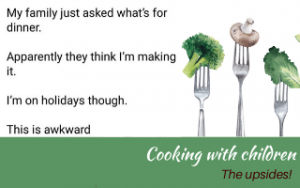 Many years ago, I realised that school holidays were really stressful for me. As I primarily work from home, I was entertainment coordinator at the same time as trying to cram the same amount of work as usual into a day. Plus doing all the regular household chores. #cookingwithkids #cookingwithchildren #pickyeater # pickyeating #fussyeating #judithyeabsley #fussyeater #theconfidenteater #addingfoods