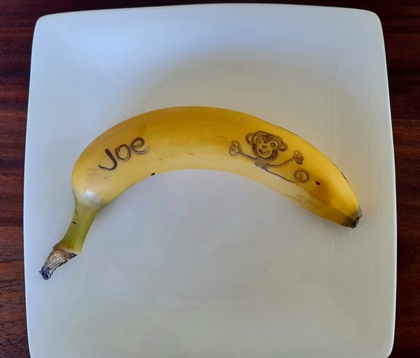 Banana writing - recipe for picky eaters and fussy eaters #bananawriting, #funbananas, #bananarecipe, #funfoodsforpickyeaters, #funfoodsdforfussyeaters, #Recipesforpickyeaters, #helpforpickyeaters, #helpforpickyeating, #Foodforpickyeaters, #theconfidenteater, #wellington, #NZ, #judithyeabsley, #helpforfussyeating, #helpforfussyeaters, #fussyeater, #fussyeating, #pickyeater, #pickyeating, #supportforpickyeaters, #winnerwinnerIeatdinner, #creatingconfidenteaters, #newfoods, #bookforpickyeaters, #thecompleteconfidenceprogram, #thepickypack