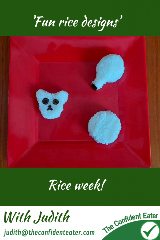 Fun rice designs - recipe for picky eaters and fussy eaters #funricedesigns #funrice, #ricerecipe, #funfoodsforpickyeaters, #funfoodsdforfussyeaters, #Recipesforpickyeaters, #helpforpickyeaters, #helpforpickyeating, #Foodforpickyeaters, #theconfidenteater, #wellington, #NZ, #judithyeabsley, #helpforfussyeating, #helpforfussyeaters, #fussyeater, #fussyeating, #pickyeater, #pickyeating, #supportforpickyeaters, #winnerwinnerIeatdinner, #creatingconfidenteaters, #newfoods, #bookforpickyeaters, #thecompleteconfidenceprogram, #thepickypack
