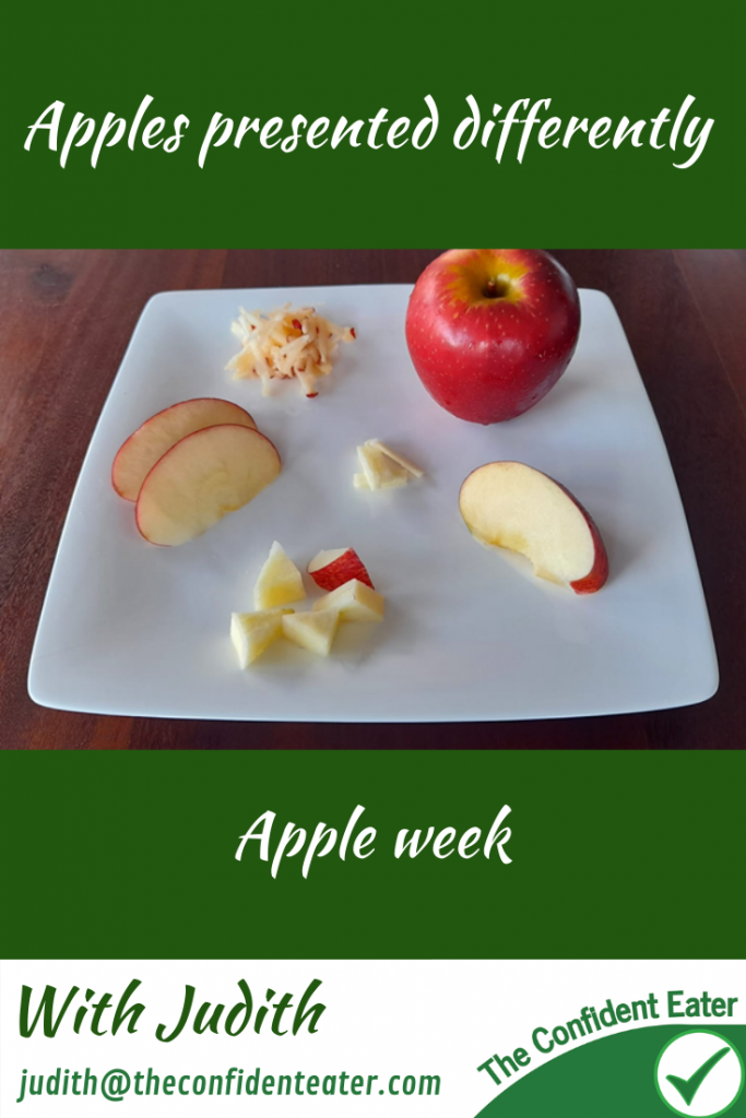 Different apple presentations – for fussy eaters #applecolours, #differentapplepresentations, #applerecipesforfussyeaters, #applerecipesforpickyeaters, #coleslaw, #carrotcoleslaw #carrotrecipes, #trynewfoods, #funfoodsforpickyeaters, #funfoodsdforfussyeaters, #Recipesforpickyeaters, #helpforpickyeaters, #helpforpickyeating, #Foodforpickyeaters, #theconfidenteater, #wellington, #NZ, #judithyeabsley, #helpforfussyeating, #helpforfussyeaters, #fussyeater, #fussyeating, #pickyeater, #pickyeating, #supportforpickyeaters, #winnerwinnerIeatdinner, #creatingconfidenteaters, #newfoods, #bookforpickyeaters, #thecompleteconfidenceprogram, #thepickypack