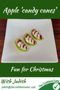 Apple ‘candy canes’ for fussy eaters – fun recipe for fussy eaters NZ, Judith Yeabsley|Fussy Eating NZ, #applecandycanes, #applecandycanesforfussyeaters, #applecandycanesforpickyeaters, #trynewfoods, #funfoodsforpickyeaters, #funfoodsdforfussyeaters, #Recipesforpickyeaters, #helpforpickyeaters, #helpforpickyeating, #Foodforpickyeaters, #theconfidenteater, #wellington, #NZ, #judithyeabsley, #helpforfussyeating, #helpforfussyeaters, #fussyeater, #fussyeating, #pickyeater, #pickyeating, #supportforpickyeaters, #winnerwinnerIeatdinner, #creatingconfidenteaters, #newfoods, #bookforpickyeaters, #thecompleteconfidenceprogram, #thepickypack, #fixfussyeatingNZ
