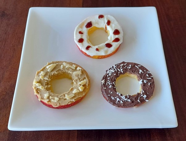 Apple donuts. Judith Yeabsley|Fussy Eating NZ, #AppleDonuts #AppleDonutsForFussyEaters, #AppleDonutsForPickyEaters, #TryNewFoods, #FunFoodsForPickyEaters, #FunFoodsForFussyEaters, #RecipesForPickyEaters, #HelpForPickyEaters, #HelpForPickyEating, #FoodForPickyEaters, #TheConfidentEater, #Wellington, #NZ, #JudithYeabsley, #HelpForFussyEating, #HelpForFussyEaters, #FussyEater, #FussyEating, #PickyEater, #PickyEating, #SupportForPickyEaters, #WinnerWinnerIEatDinner, #CreatingConfidentEaters, #NewFoods, #BookForPickyEaters, #ThePickyPack, #FixFussyEatingNZ