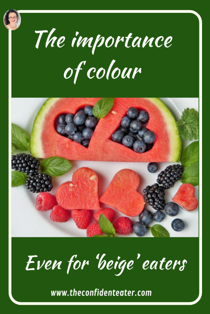 The importance of colour even for ‘beige’ eaters, Judith Yeabsley|Fussy Eating NZ, #TheConfidentEater, #FussyEatingNZ, #TryNewFoods #HelpForFussyEating, #HelpForFussyEaters, #FussyEater, #FussyEating, #PickyEater, #PickyEating, #SupportForFussyEaters, #SupportForPickyEaters, #CreatingConfidentEaters, #TryNewFood #PickyEatingNZ #HelpForPickyEaters, #HelpForPickyEating, #Wellington, #NZ, #JudithYeabsley