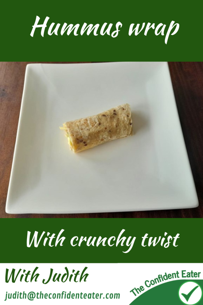 Hummus wrap with sweet, crunchy twist, Judith Yeabsley|Fussy Eating NZ, #HummusWrap, #HummusWrapForFussyEaters, #HummusWrapForPickyEaters, #JudithYeabsley|Fussy Eating NZ, #TheConfidentEater, #Wellington, #NZ, #HelpForPickyEaters, #HelpForPickyEating, #FoodForPickyEaters, #HelpForFussyEating, #HelpForFussyEaters, #FussyEater, #FussyEating, #PickyEater, #PickyEating, #SupportForPickyEaters, #CreatingConfidentEaters, #WinnerWinnerIEatDinner, #FixFussyEatingNZ, #FunFoodsForPickyEaters, #FunFoodsForFussyEaters
